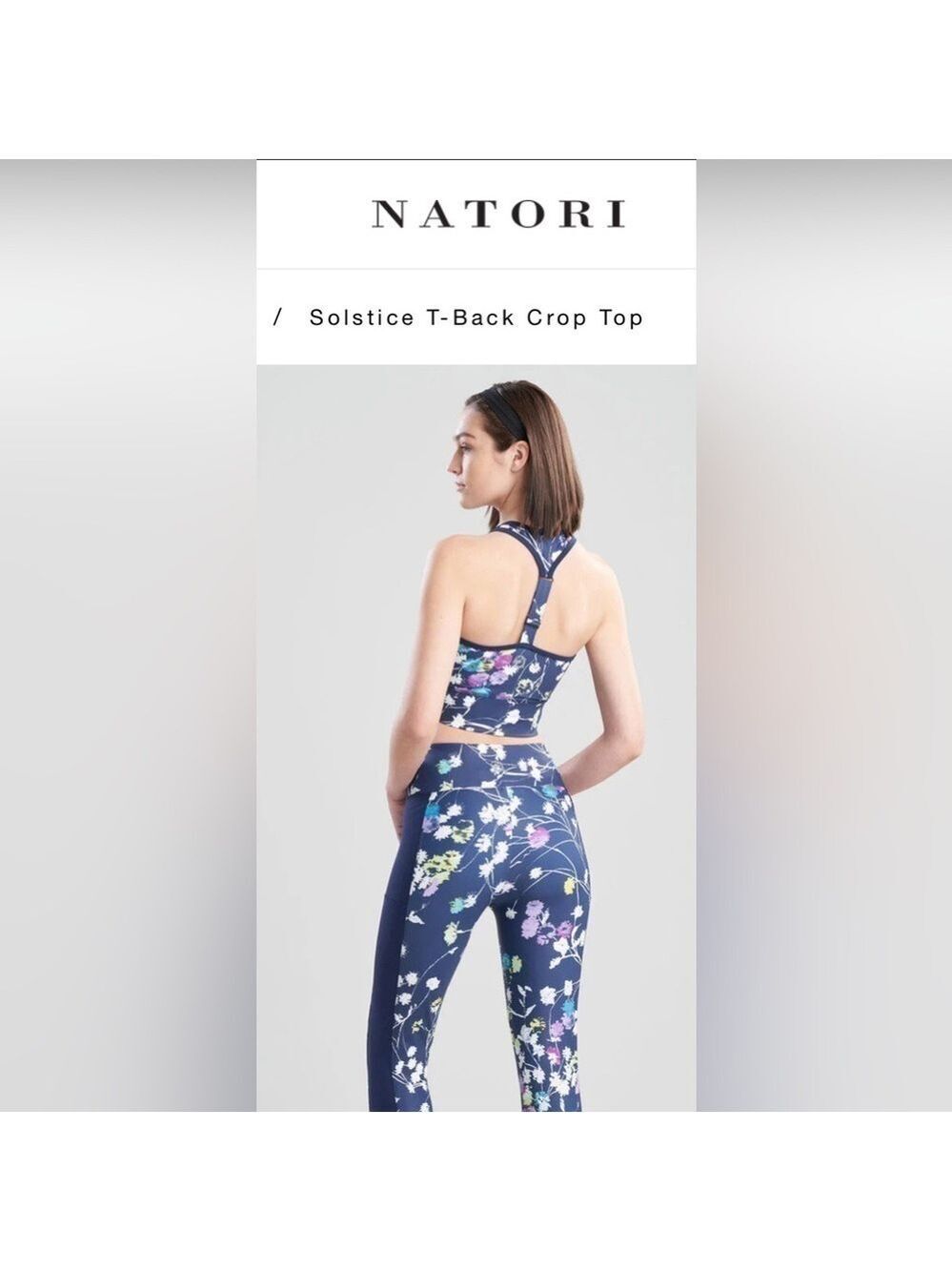 NWT Josie by Natori Floral Solstice Adjustable T-Back Sports Bra Size Large